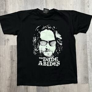 Vintage 2000s The Big Lebowski Movie Promo T-Shirt The Dude Abides Black Large